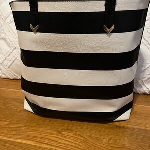 Stella & Dot Black and White Striped Tote